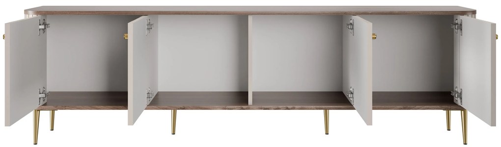 Vesper 4D TV-szekrény 187 cm - kasmír / diófa / arany lábak