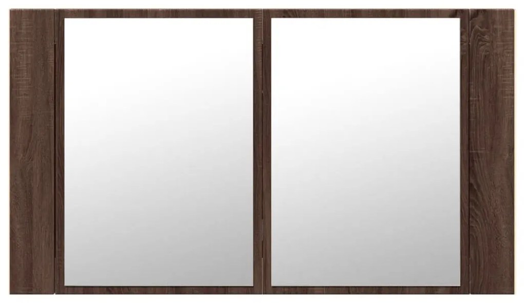 barna tölgy akril LED-es tükrös fürdőszobaszekrény 80x12x45 cm