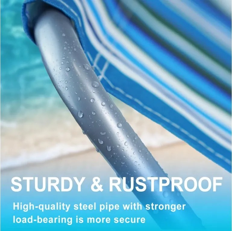 Összecsukható tengerparti napozóágy SAND, kék-fehér