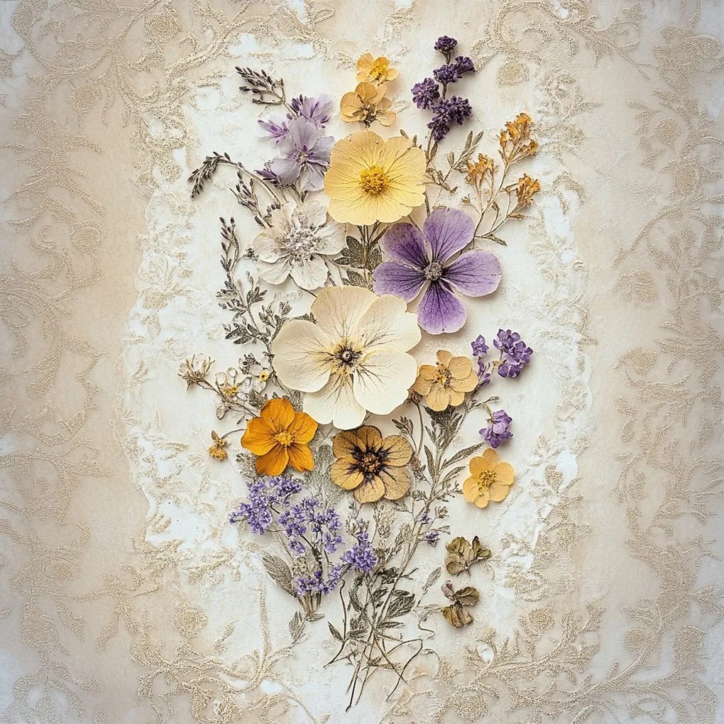 Vászonkép Canvas Dekoráció Szárított Virágok Gyógynövények Herbária 80x80