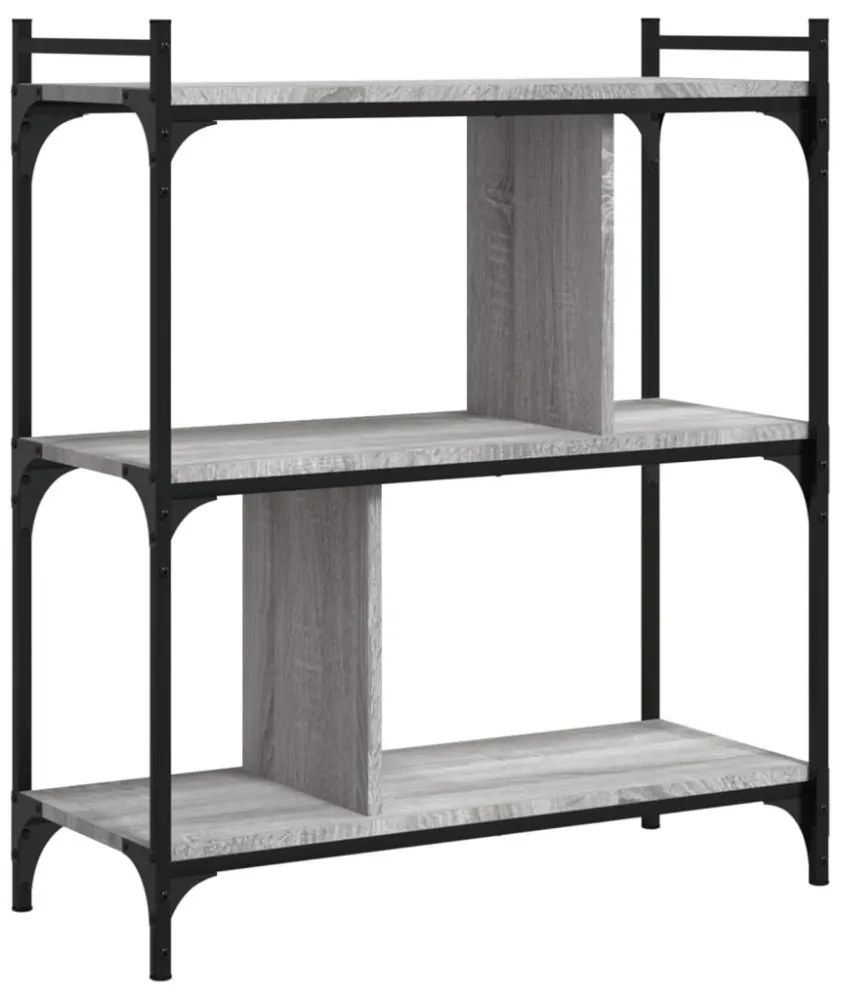 3 szintes szürke sonoma színű fa könyvespolc 76 x 32 x 88 cm