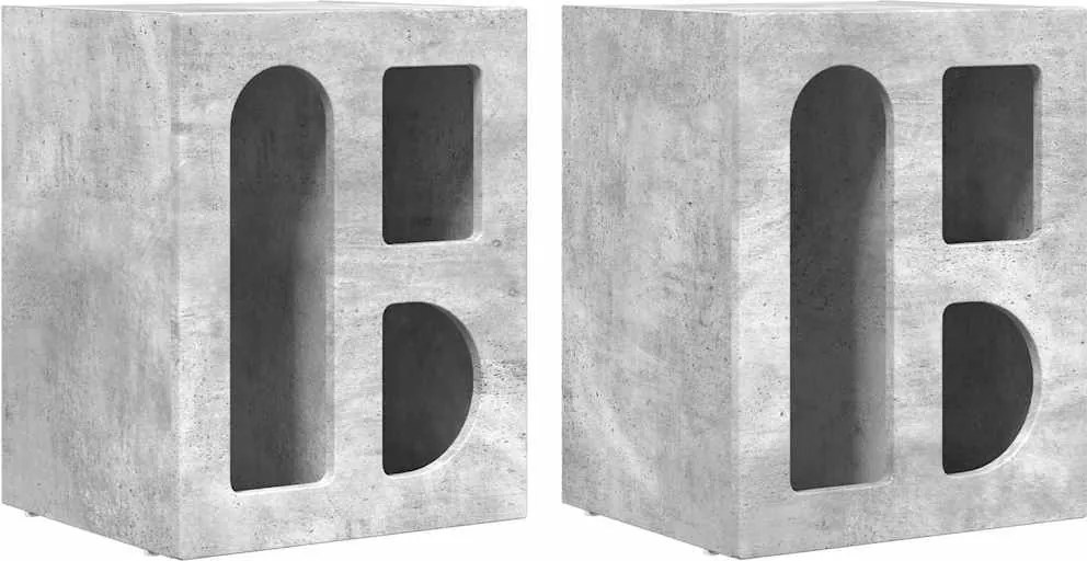 vidaXL Éjjeli asztal 2 pcs Beton Szürke 40 x 35 x 50 cm Faanyag