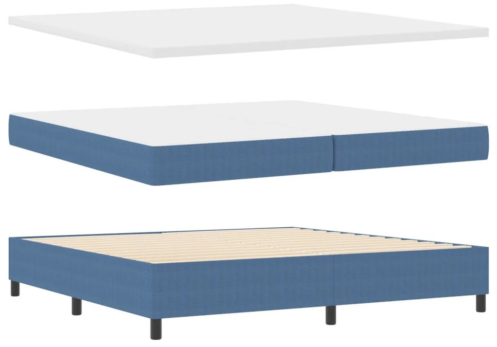 Box Spring Ágy Matraccal Kék 200x200 cm Kord Anyag