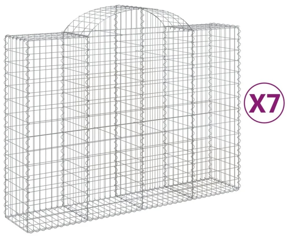 7 db íves horganyzott vas gabion kosár 200x50x140/160 cm