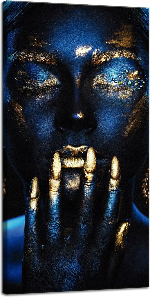 Vászonkép Pózoló Nő Arany ujjak Művészet 40x80 cm