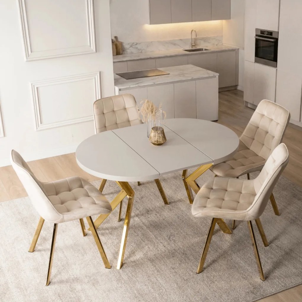 DORIAN asztal 80–160 cm, kasmír/arany