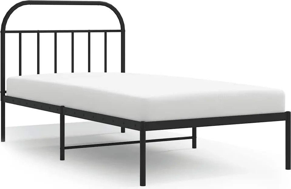 vidaXL fekete fém ágykeret fejtámlával 100 x 200 cm