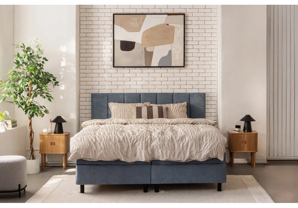 Kék ágyneműtartós boxspring ágy 180x200 cm Elva Bold Line – Bonami Selection