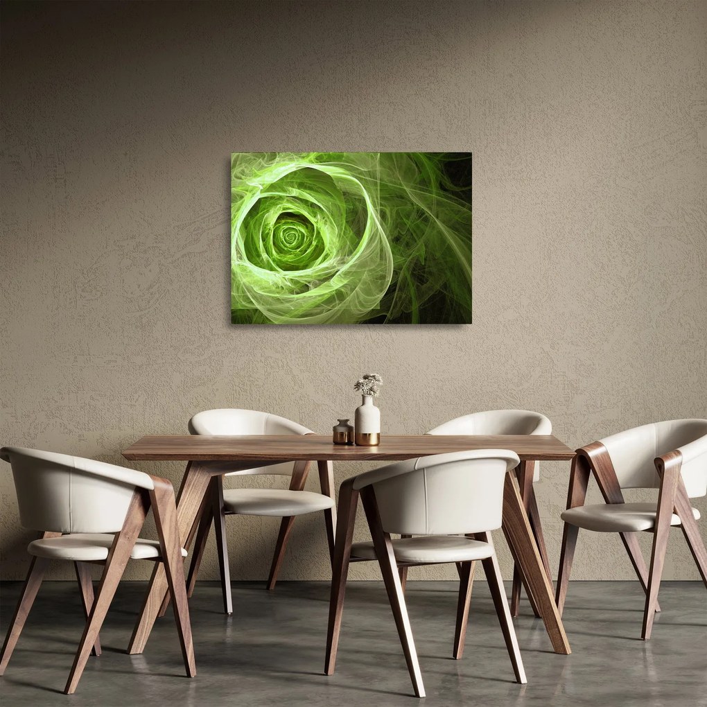 Üveg kép - Absztrakt rózsa zöld (70x50 cm)