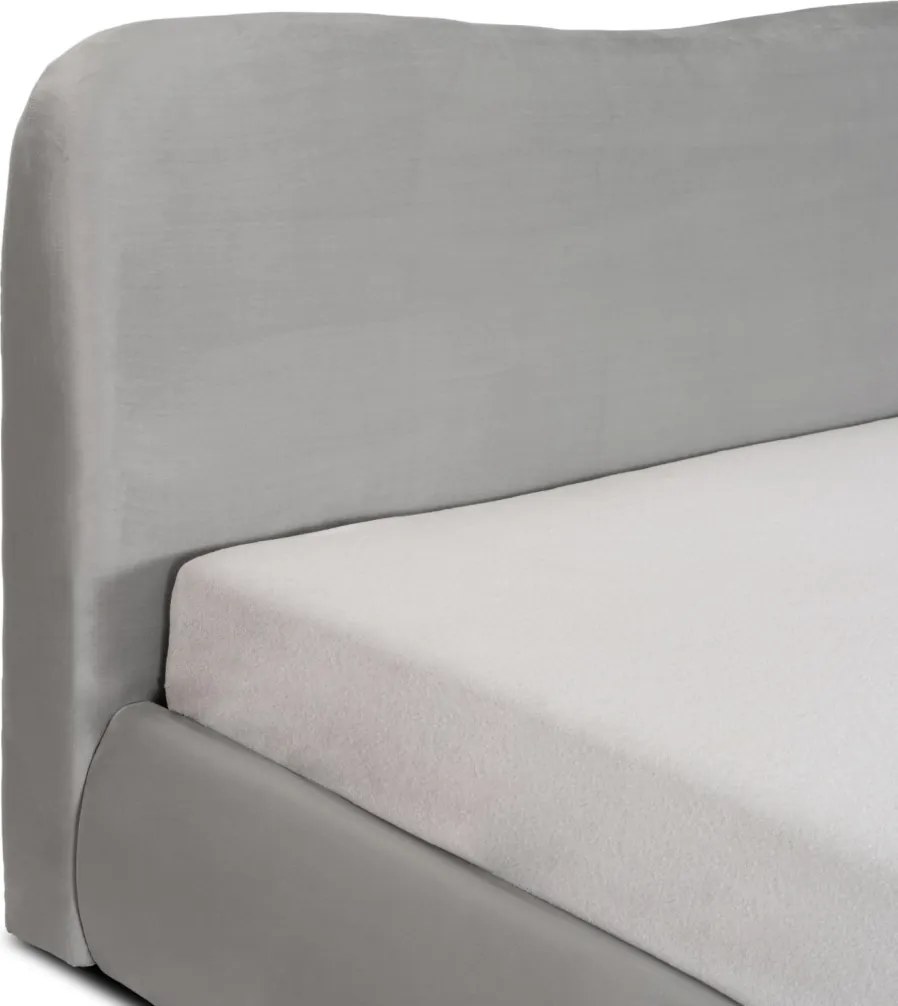 Ágy 160x200 cm méretben, ágyneműtartóval, szürke színben, velúr kárpittal BRISTOL