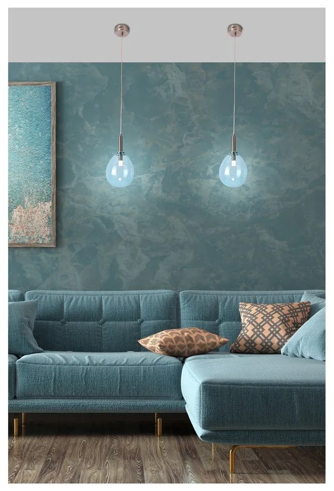 Kék LED függőlámpa üveg búrával Lukka – Candellux Lighting