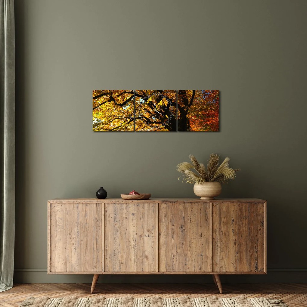Egy őszi fa képe (órával) (90x30 cm)