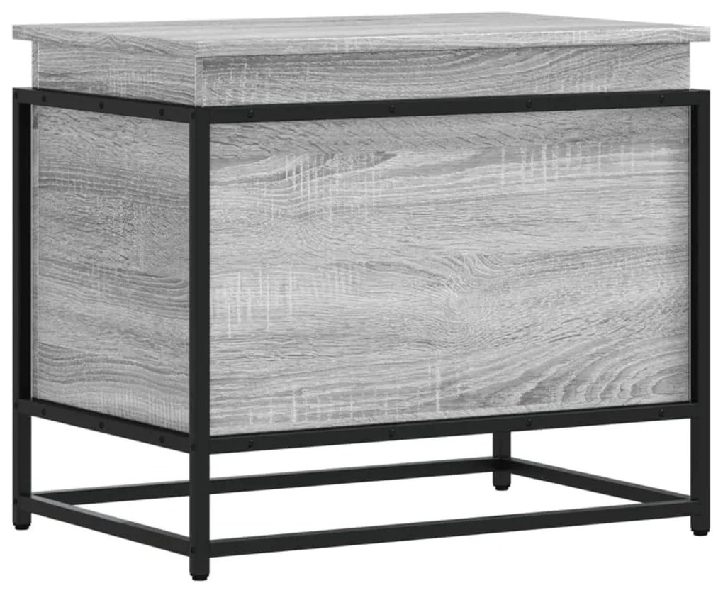 szürke sonoma szerelt fa tárolóláda fedéllel 60x40x51,5 cm