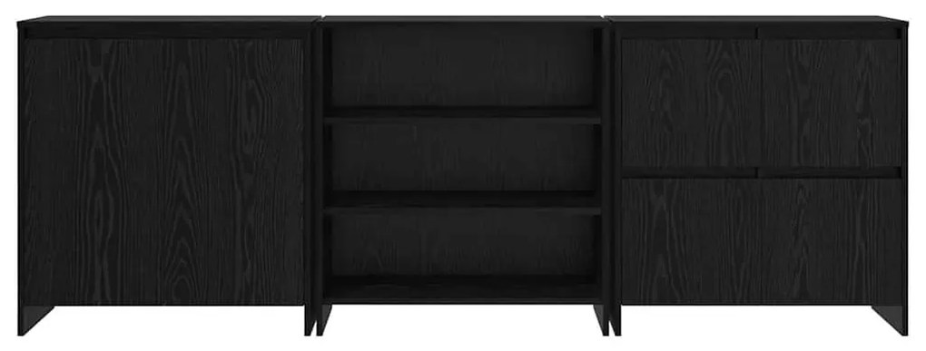 Széf 3 pcs Musta tammi 70 x 41 x 75 cm Faanyag