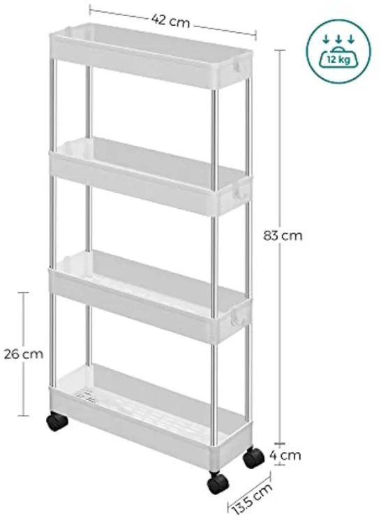 Műanyag polc kerekeken CART 13,5x42x83 cm fehér