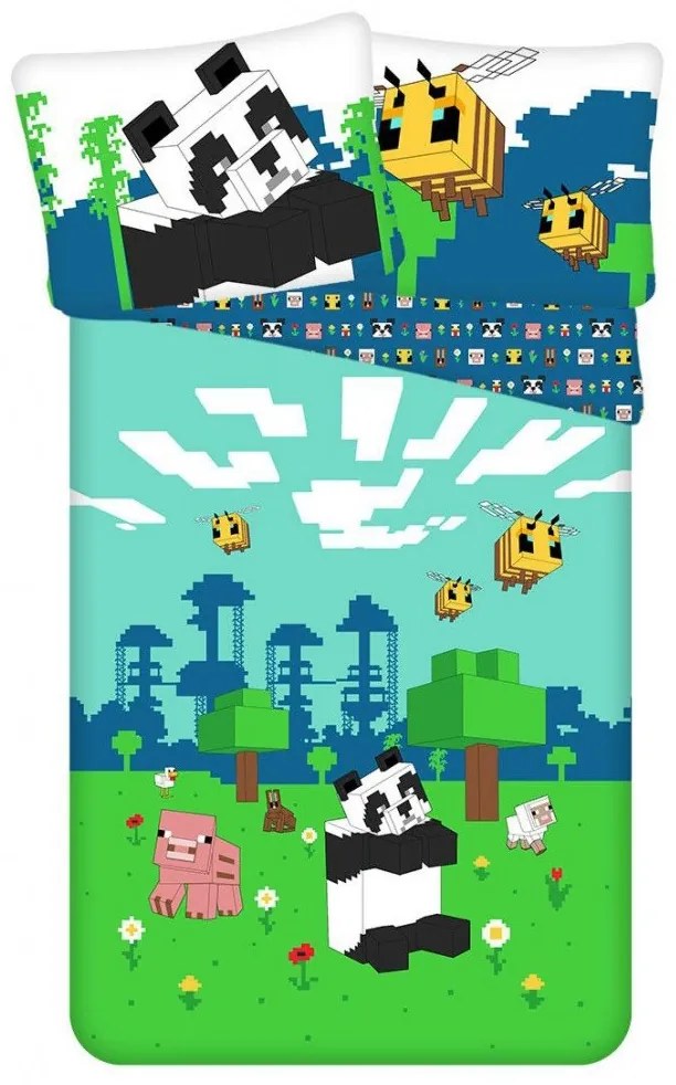 Minecraft ágyneműhuzat Panda 140x200cm 70x90cm