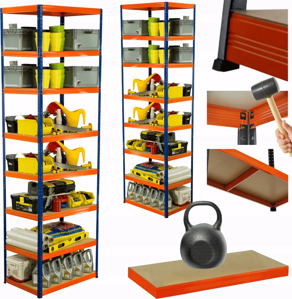 Tárolószekrény fém állvány Helios 270x90x35cm 8Px175kg Tömör Magas