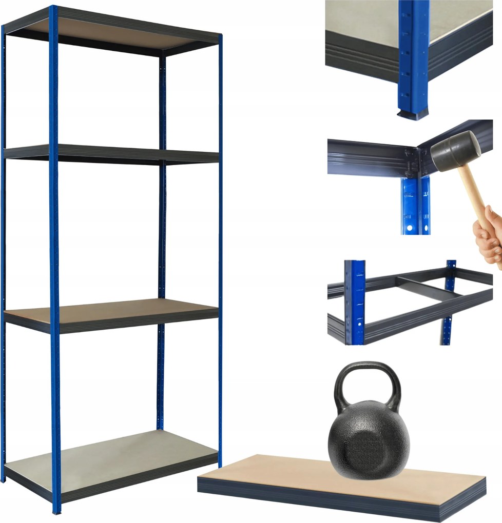 Fém tároló állvány garázs állvány Helios 180x120x60cm 4Px175kg