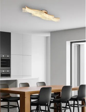 Globo 67348DG Mennyezeti lámpa, fém arany színű matt, átlátszó akril kristályok, HxSzxM: 1080x180x130mm, tartozék: LED 35W 230V, 4480lm forrás, 1560lm kimenet, 3200K