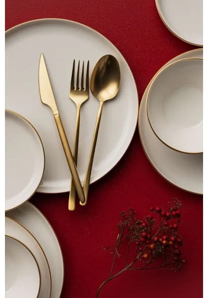 16 darabos étkészlet bézs/arany/porcelán
