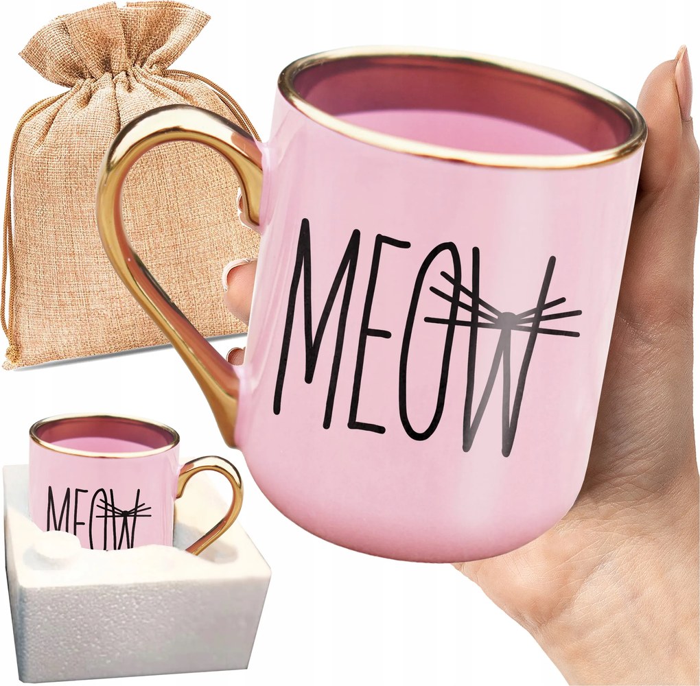 Nyomott Mintás Bögre Meow Bajusz Macska Cica Macska Rajongóinak Nyomott Minta