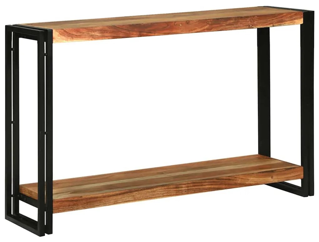 Konzolasztal polcokkal Barna 120 x 33 x 75 cm tömör akácfa