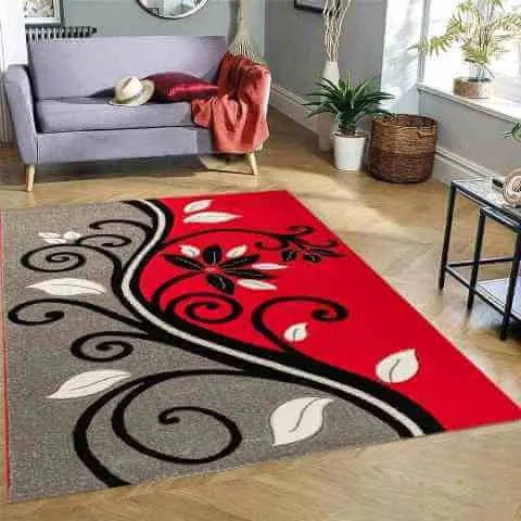 Decoria nyírt modern szőnyeg szürke piros