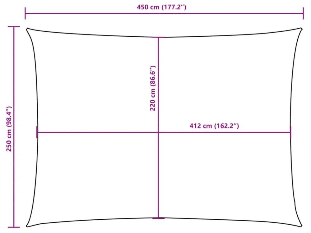 bézs téglalap alakú oxford-szövet napvitorla 2,5 x 4,5 m