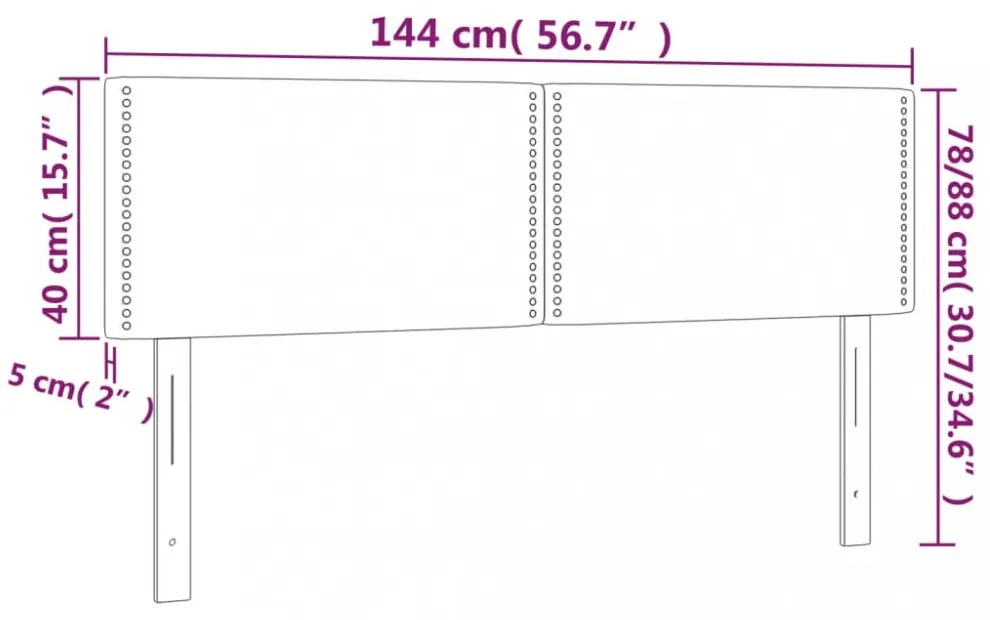 világosszürke szövet LED-es fejtámla 144 x 5 x 78/88 cm