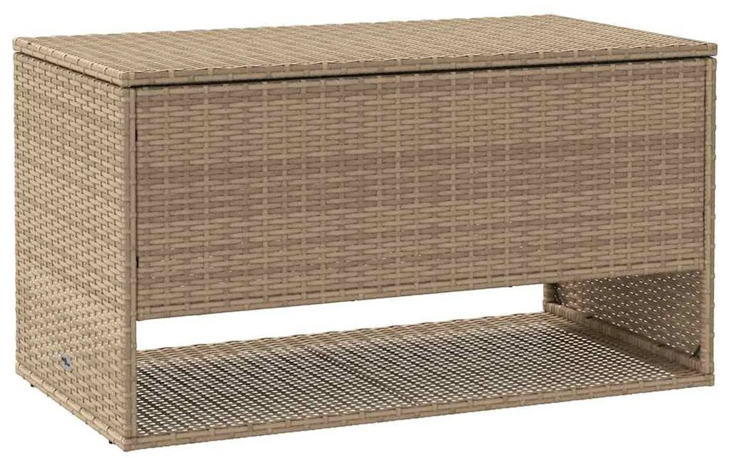 Bézs polyrattan kültéri párna doboz 100x55x55,5 cm