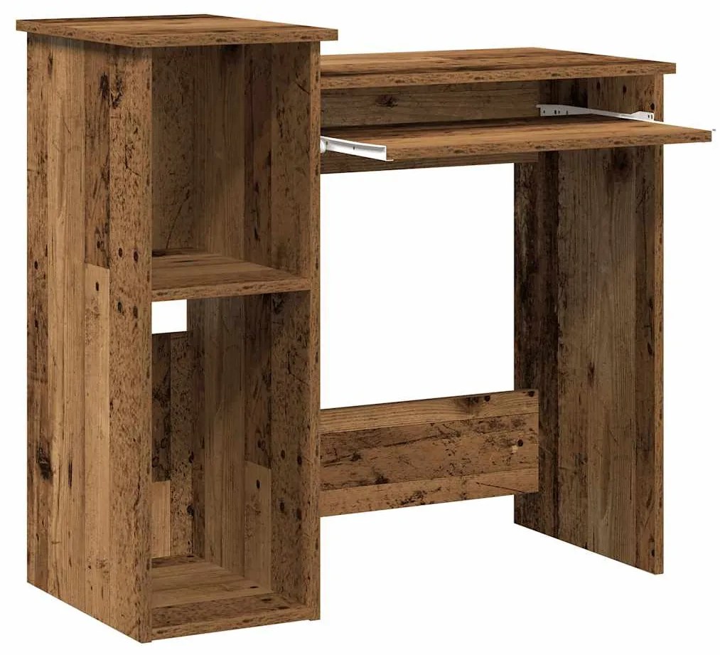 antik fa színű szerelt fa íróasztal polcokkal 84x40x78 cm