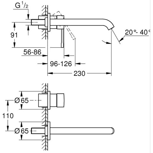 GROHE 19967DC1 - ESSENCE 230 mm-es kétlyukú mosdócsaptelep, rozsdamentes acél