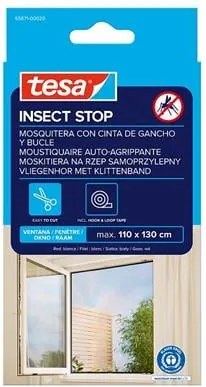 Szúnyogháló, ablakra, tépőzáras, 1,1 x 1,3 m, TESA® Insect Stop, fehér (TE55671F)