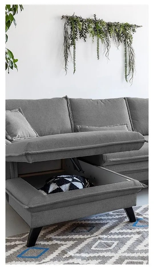 Charming Charlie sötétszürke kinyitható sarokkanapé, bal oldali - Miuform