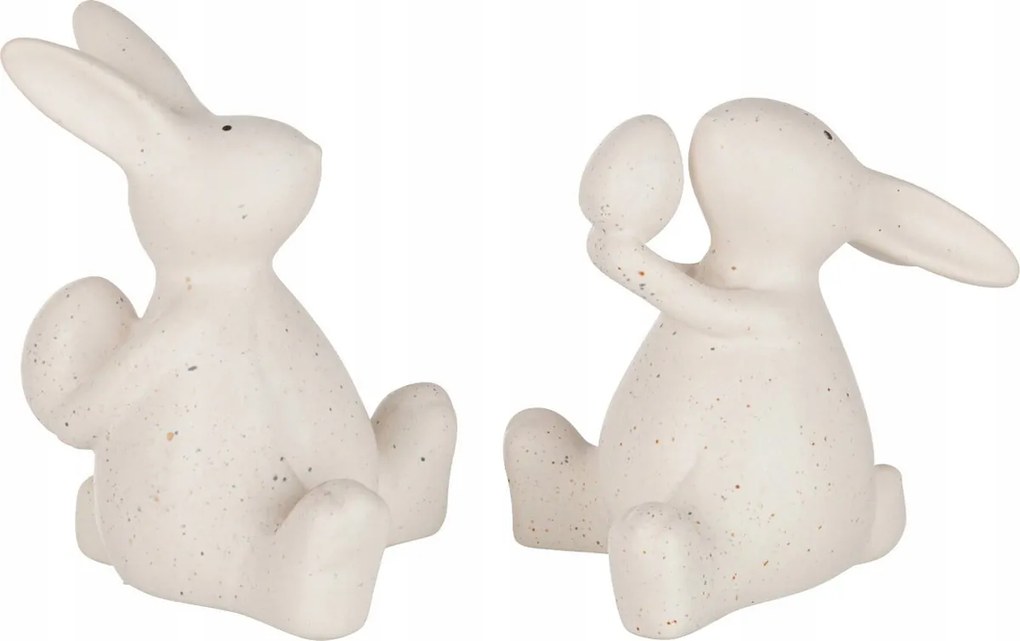 J-Line Ülő kerámia figurák Nyuszi 2 db 10x8x12 cm húsvét