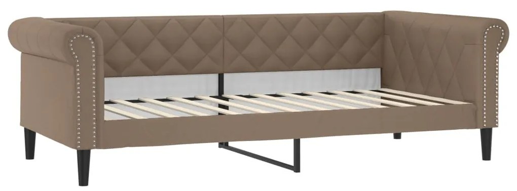 cappuccino színű kihúzható műbőr heverő fiókkal 90 x 200 cm