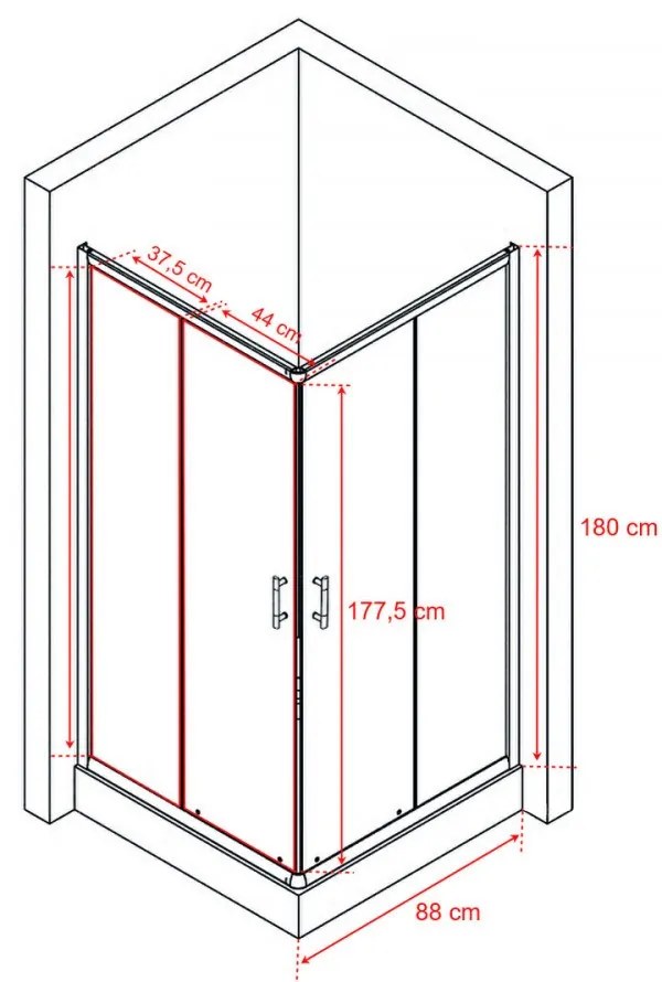 Spirit Matt 90x90 cm szögletes zuhanykabin, zuhanytálca nélkül
