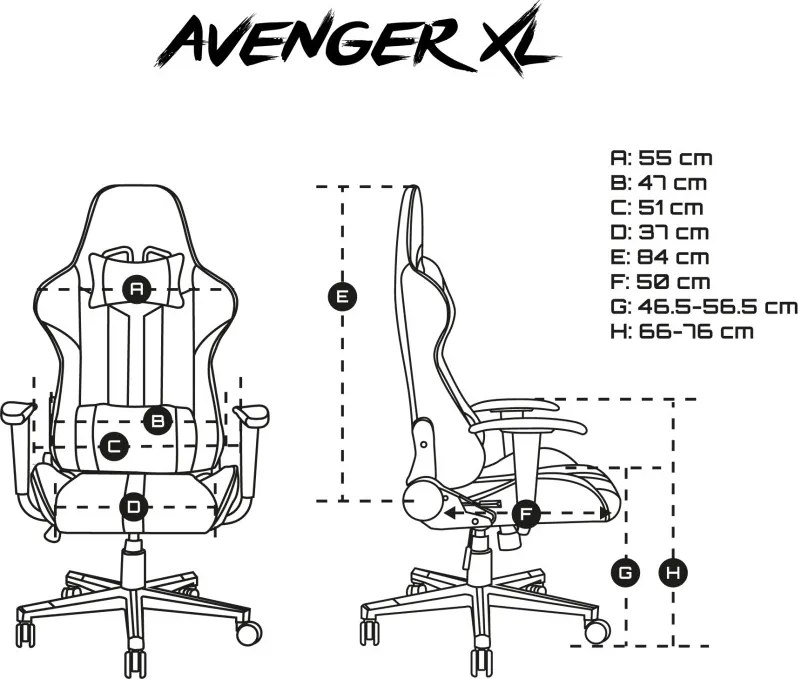 Fury Avenger XL gamer szék, fekete-fehér