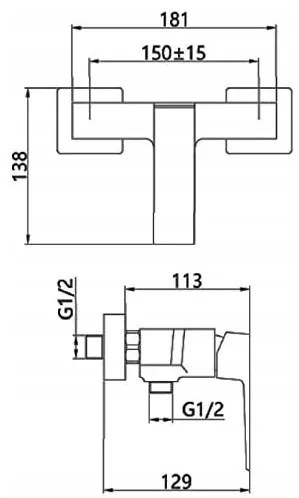 Invena Paros, falra szerelhető zuhanycsaptelep, fekete matt, BN-09-004-A