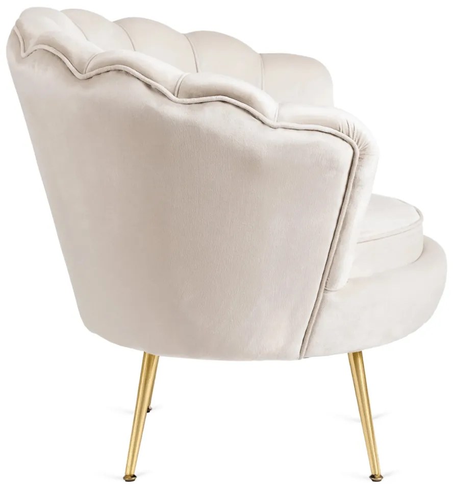 Elegáns Fotel Lábtartóval Krészínű Bársony Kárpittal. GRAND