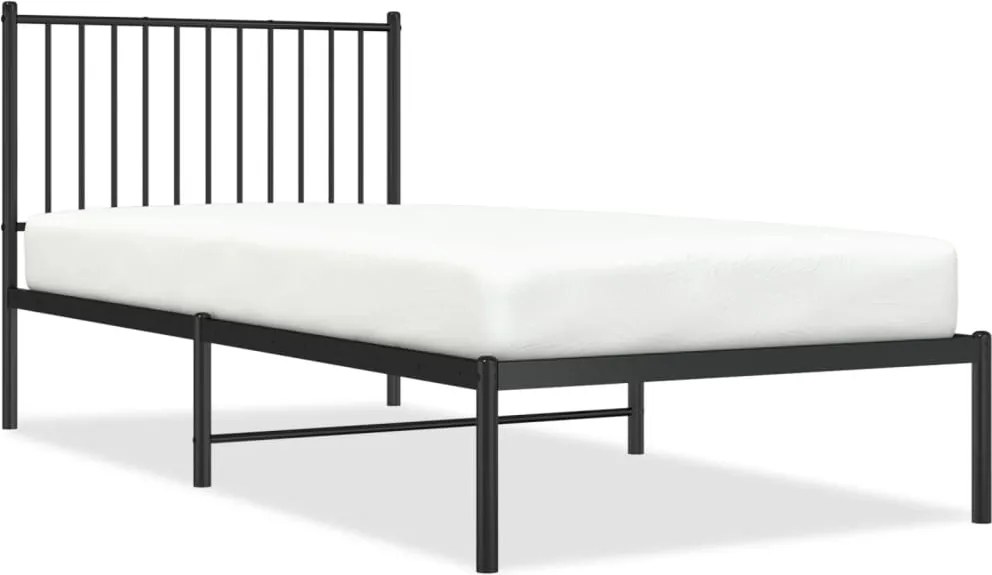 vidaXL fekete fém ágykeret fejtámlával 90 x 200 cm