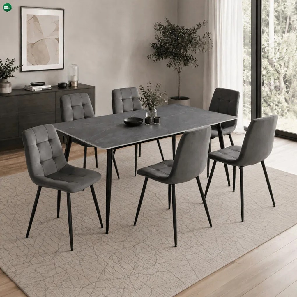 Jídelní židle, šedá, sametová látka, CT-V5081 GREY4