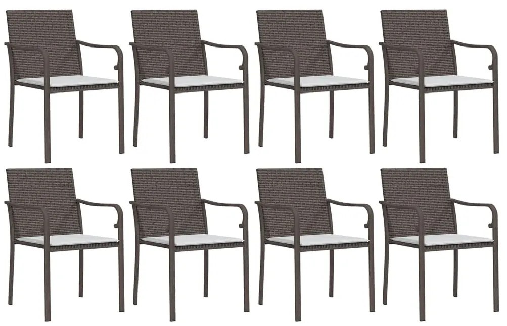 9 részes polyrattan és acél kerti étkezőgarnitúra párnával
