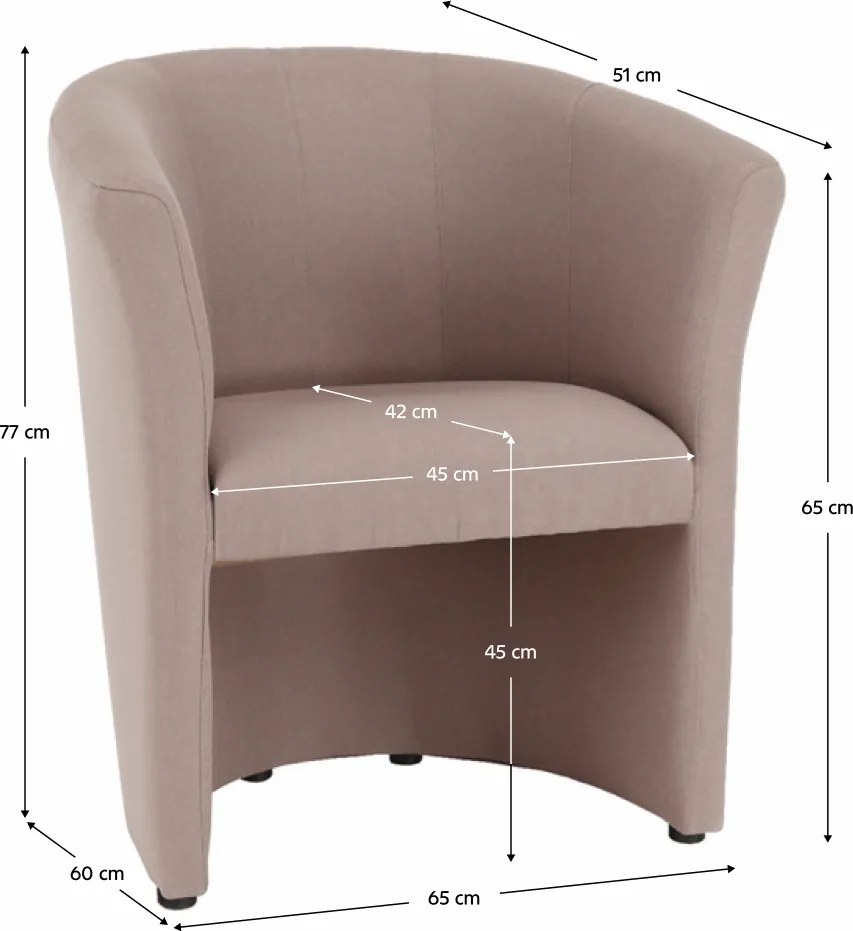 Klub fotel, pasztell rózsaszín anyag, CUBA