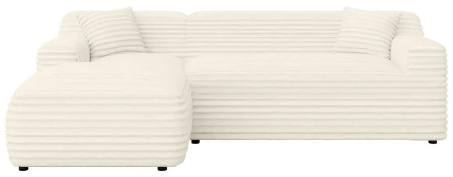 Krémszínű kordbársony sarokkanapé (bal oldali-heverő résszel) Martin – Ropez