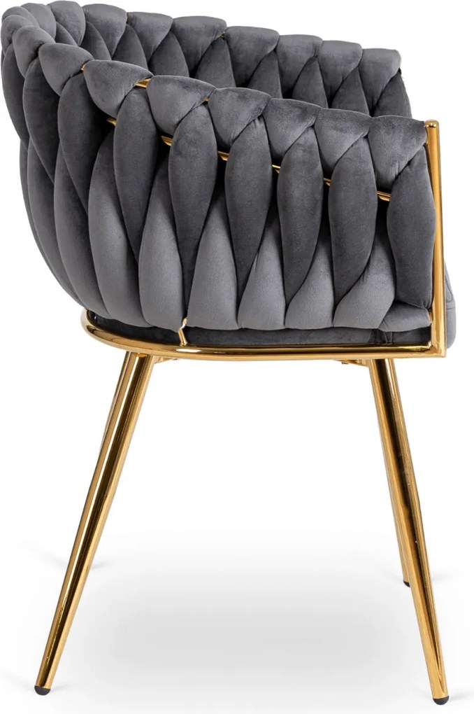 Fonott bársony szék szürke színben, CAPI