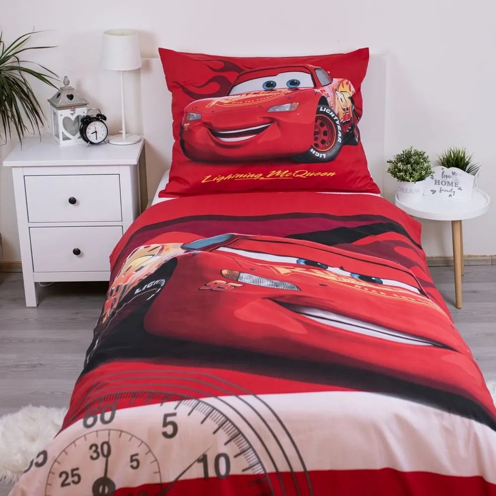 Piros egyszemélyes pamut gyerek ágyneműhuzat 140x200 cm Cars "Legend" – Jerry Fabrics
