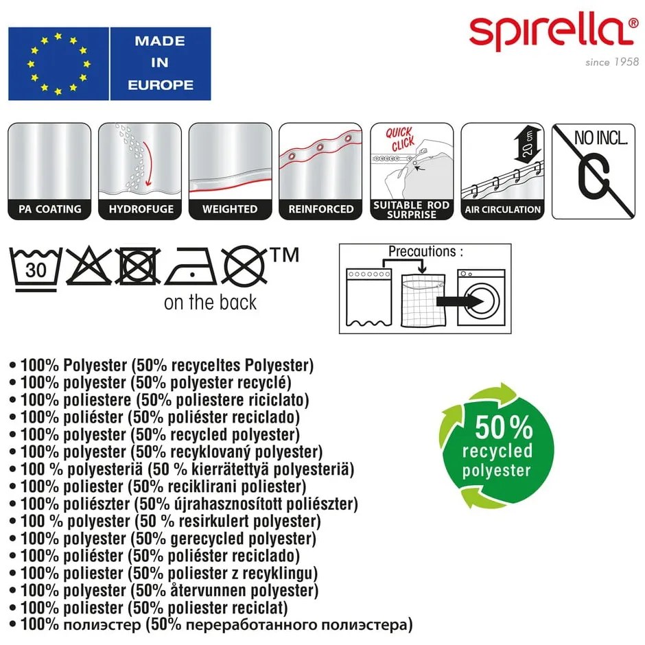 Zuhanyfüggöny 180x200 cm Anemone – Spirella