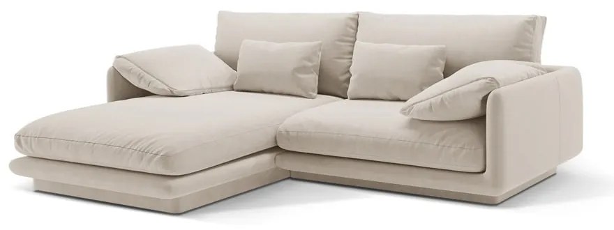 Fehér bársony sarokkanapé (bal oldali-heverő résszel) Torino – Micadoni
