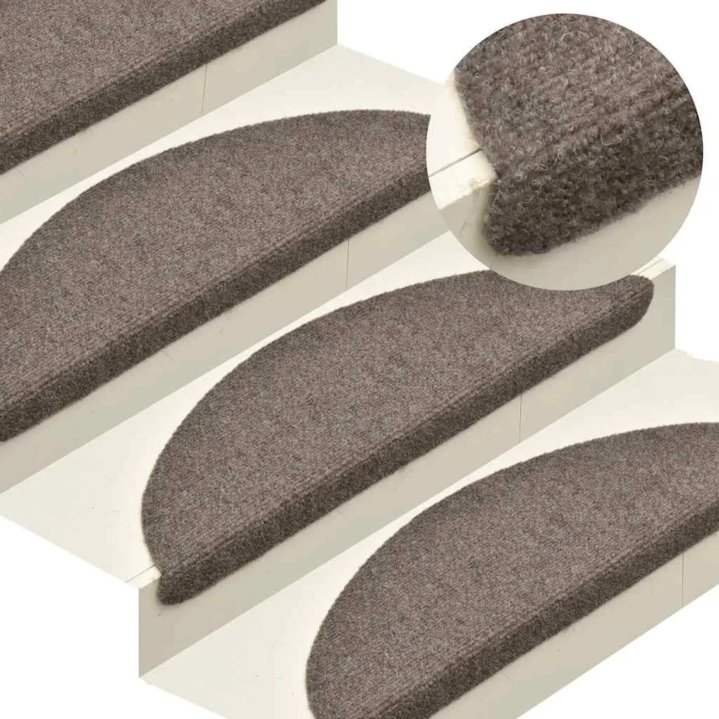 öntapadós lépcsőszőnyegek 30 db 65 x 21 x 4 cm bézs félkör alakú nagy